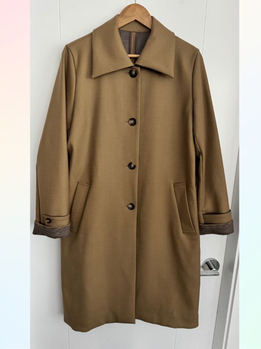Barneys New York Tan Wool Blend Long Coat Size L